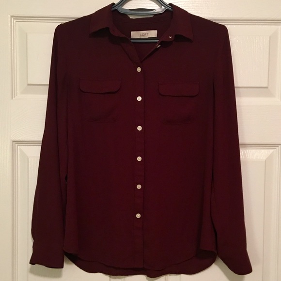 LOFT Tops - SALE! LOFT Maroon Button Down Utility Blouse
